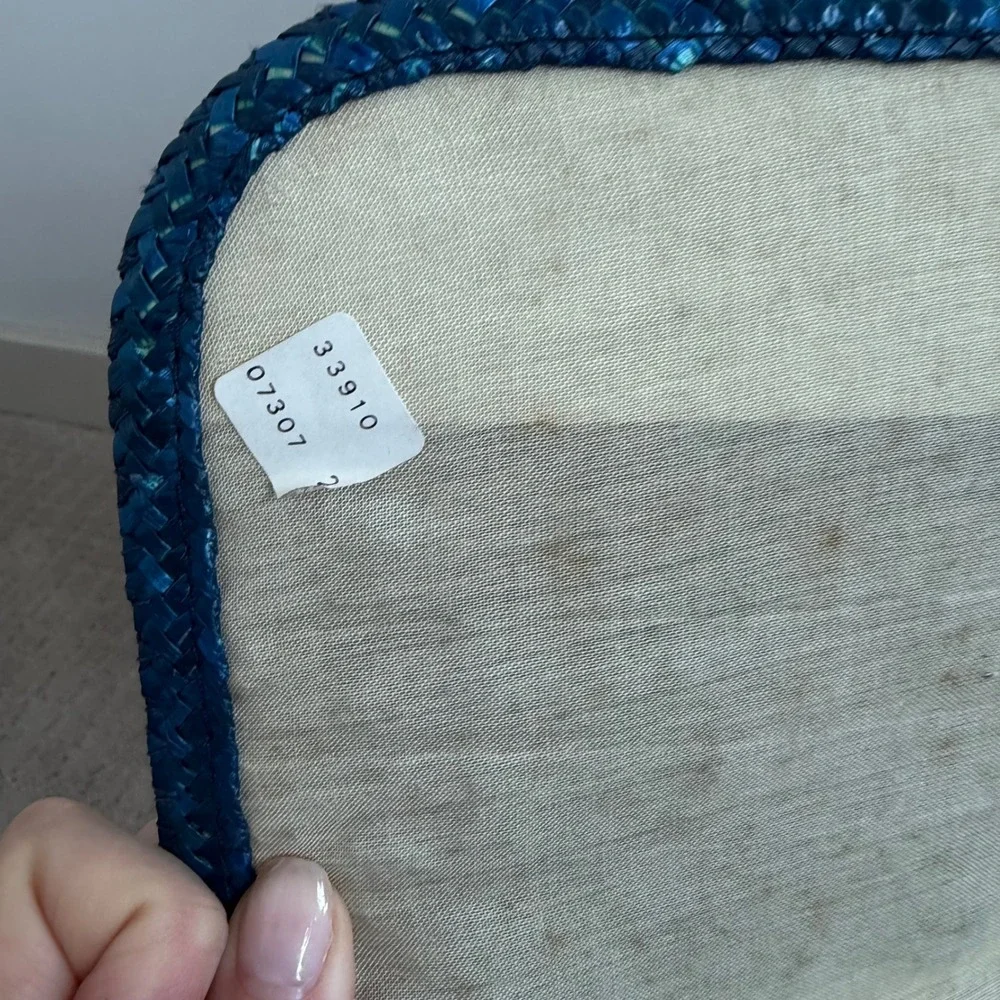 Vintage Woven‎ Blue Straw Clutch